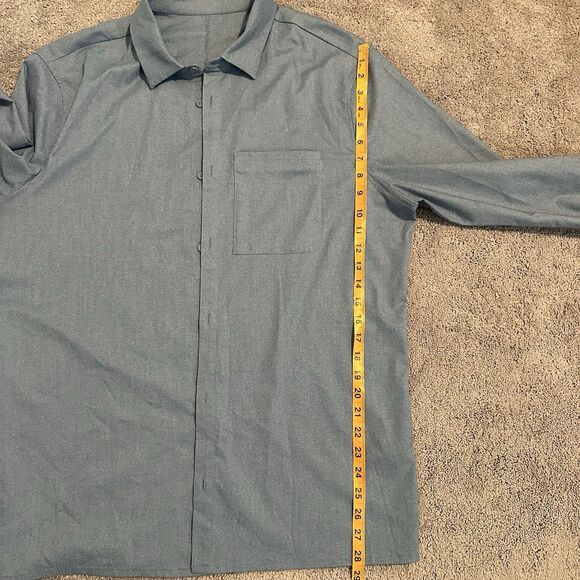 Lululemon XL Button Down Shirt Masons Peak Long Sleeve Flannel Blue commission - Picture 10 of 11